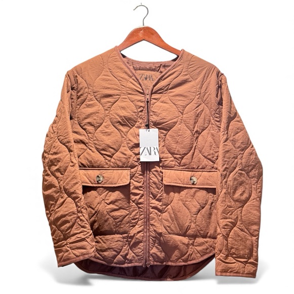 Zara Other - Zara Quilted Tan Jacket Size 13-14 NWT